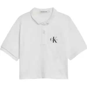 Calvin Klein Jeans Monogram Pique Polo Top - White