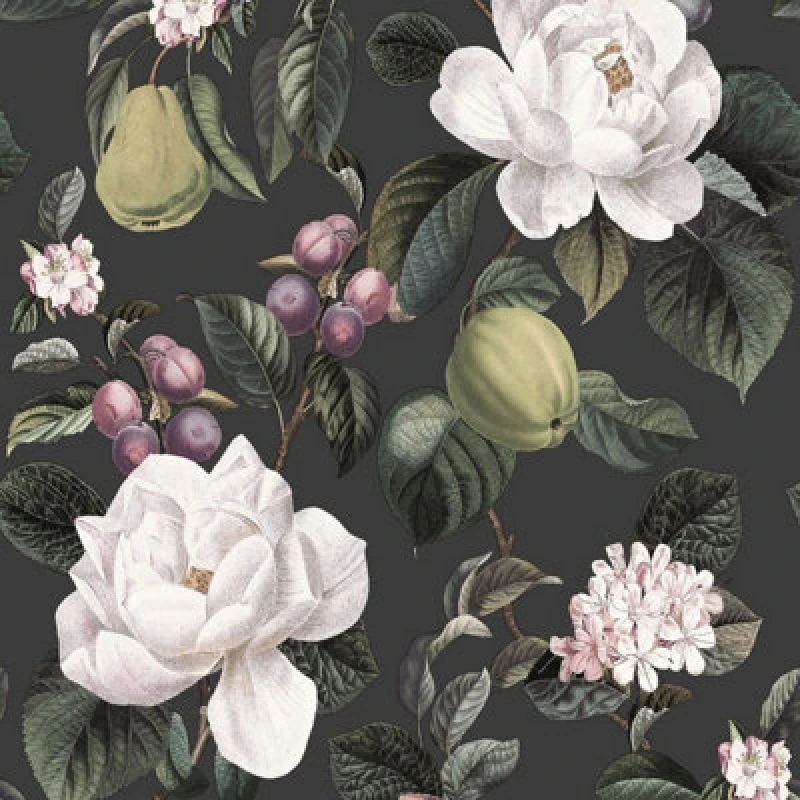 Image of Holden Decor Pyrus Charcoal Wallpaper, Black 13891