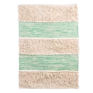 Image of Sass & Belle Green Scandi Boho Tufted Stripe Rug