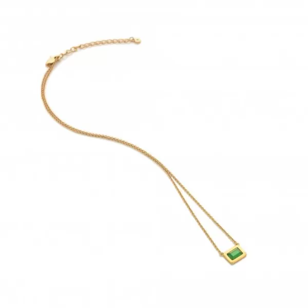 Image of Rectangle Green Agate Necklace DN181