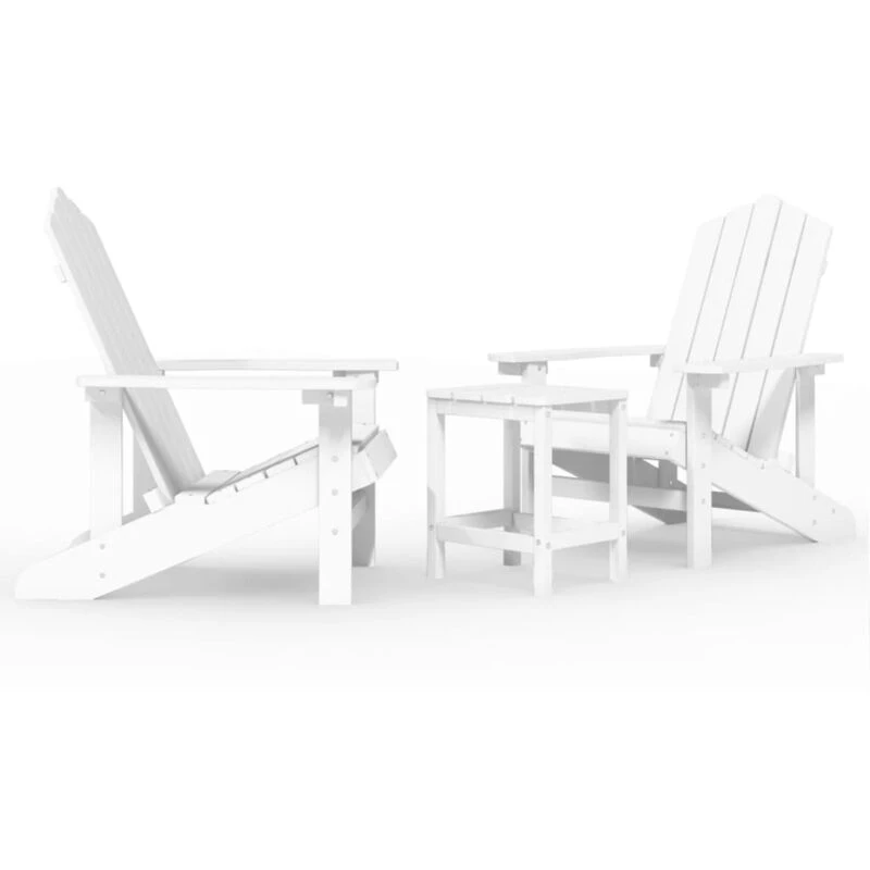 Image of VIDAXL Garden Adirondack Chairs with Table hdpe White Vidaxl 8720286847237