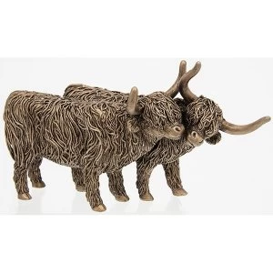 image of Bronze Highland Coo Pair Ornament