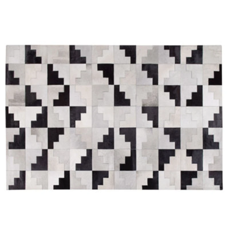 Image of Beliani Rug Efirli Grey 140 X 200 Cm Leather