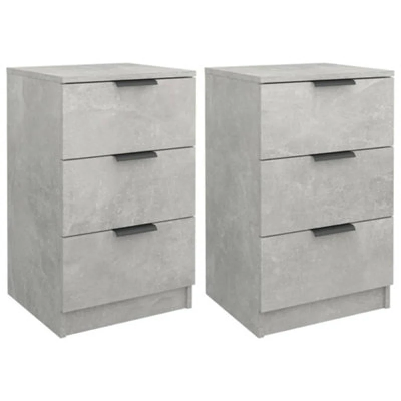 Image of Vidaxl Bedside Cabinets 2 Pcs Concrete Grey 40X36X65 Cm, Grey 811277