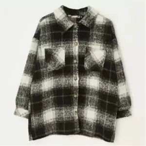 image of Missguided Plus Size Brushed Check Button Shacket - Black