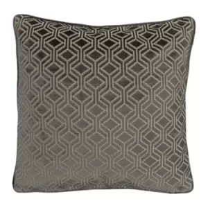 image of Avenue Velvet Jacquard Cushion Grey