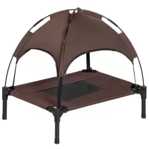 Image of PawHut 61cm Elevated Dog Bed Cooling Raised Pet Cot UV Protection Canopy Coffee