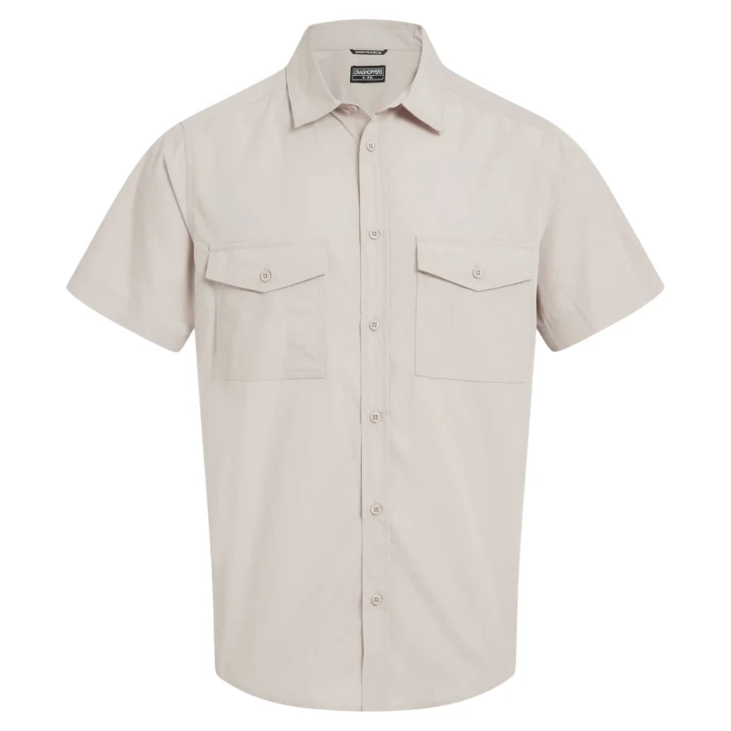 Image of Craghoppers Craghoppers Men Kiwi Short Sleeved Insect-Barrier Shirt in Beige Size: Small Beige S Male 5063260132305