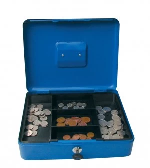 Image of Value 30cm 12" key lock Metal Cash Box Blue