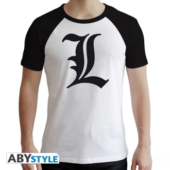 image of Death Note - L Symbol Mens Large T-Shirt - White