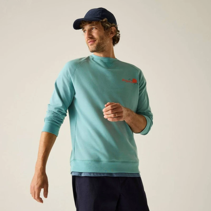 Image of Regatta Mens Nithsdale Printed Crew Neck Sweatshirt in Mint Size: Medium Mint Male M