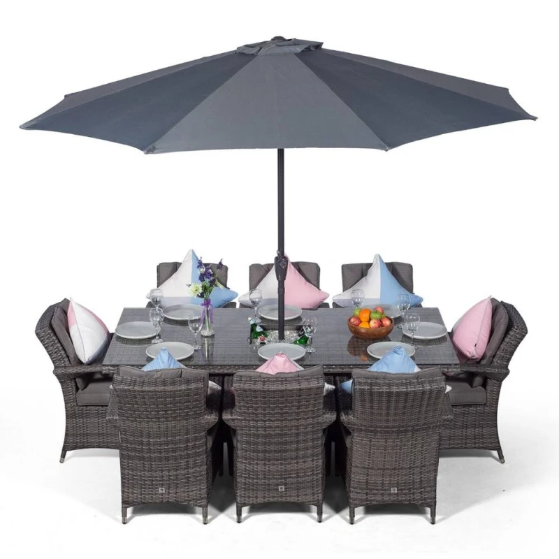 Image of Thats Furniture Arizona Rectangle 8 Seat Rattan Dining Set Ice Bucket Drinks Cooler in Grey Grey Unisex