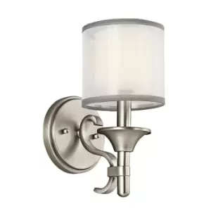 image of Wall Light Sconce White ORGANAZA Shade Antique Pewter LED E14 60W Bulb