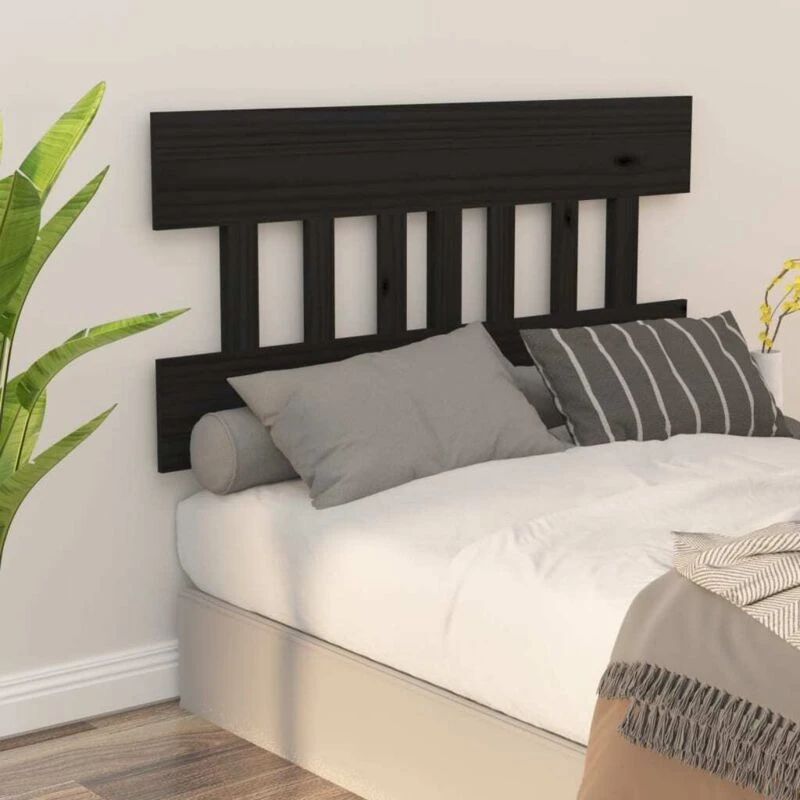 Image of Vidaxl Bed Headboard Black 163.5X3X81cm Solid Wood Pine, Black 819134