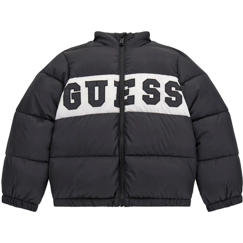Image of Guess Kids Insulated Short Puffer Jacket Black A996 JBLK male 12 Yrs