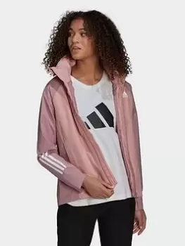 Image of adidas Bsc 3-stripes Rain.rdy Jacket, Green, Size L, Women