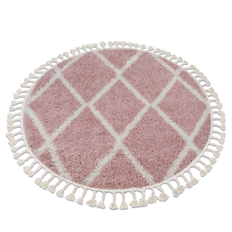 Image of RugsX Berber Rug in Pink Size: 120cm diameter Pink Unisex 120cm diameter