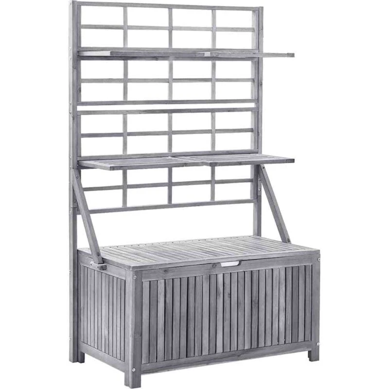 Image of VIDAXL Storage Box with Trellis Grey 99x55x160cm Solid Acacia Wood Vidaxl 8720286114575