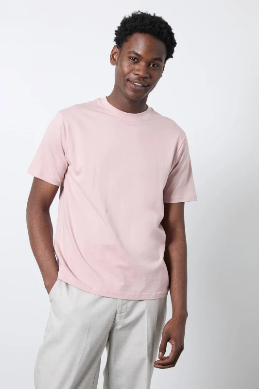 Image of Burton Burton Men Pink Crew Neck T-Shirt Size: large Pink L Male 5045773965458
