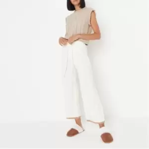 image of Missguided Hem Wide Leg Cullotte Co Ord - White