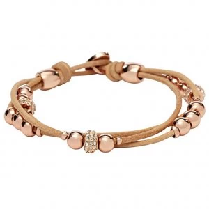Image of Fossil Rose Gold-Plated Beads Nude Leather Bracelet