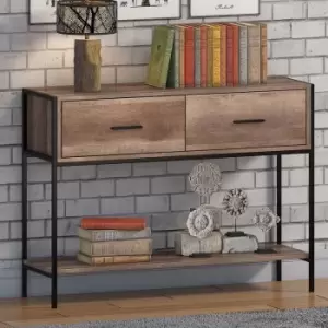 Image of Urban Industrial 2 Drawer Console Table Reclaimed Wood Effect - Reclaimed Wood Effect