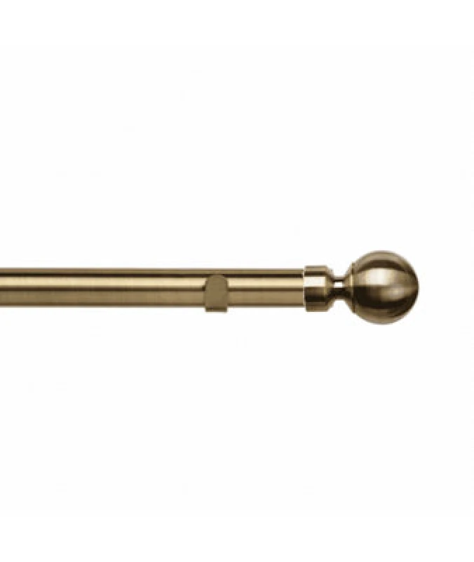 Image of Unknown 28mm Fixed Length Metal Eyelet Curtain Pole Set In Antique Brass - Met Ball Finial, 50Cm