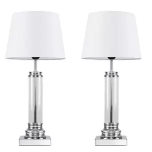 Image of Pair of Silver Table Lamp