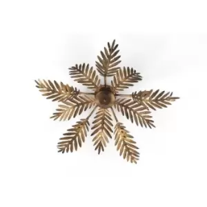 image of Onli Felce 5 Light Feather Multi Arm Semi Flush Ceiling Lamp, Bronze