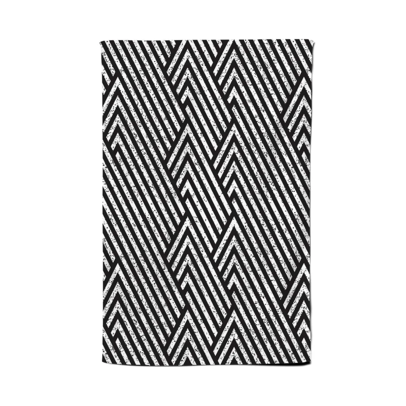 Image of Warren Reed - Designer Oblique Black Grunge Pattern Tea Towel Black Unisex