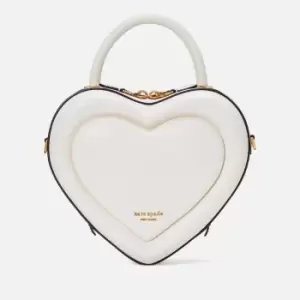 image of Kate Spade New York Womens Pitter Patter Smooth Leather 3D Heart Crossbody Bag - Cream