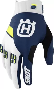 image of Shot Aerolite Husqvarna Limited Edition 2022 Motocross Gloves, white-blue-yellow, Size XL, white-blue-yellow, Size XL