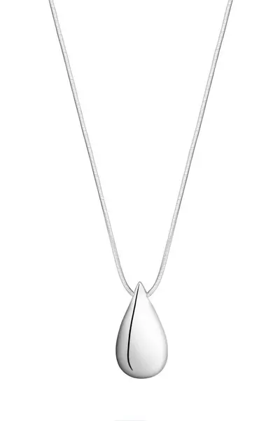 image of Recycled Sterling Silver Plated Teardrop Necklace - Gift Pouch