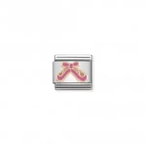 Image of Composable Classic Relief Enamel Rose Gold Ballet Shoes Pink Enamel Link 430203/02