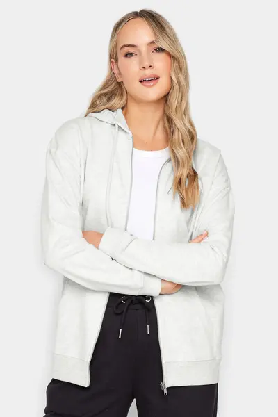 image of Long Tall Sally Tall Zip Through Pocket Hoodie Grey