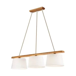 image of Aida Bar Pendant Ceiling Light With Fabric Shade Oak Rustic, 3x E27