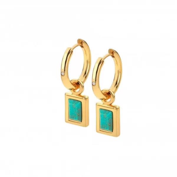 image of Rectangle Turquoise Earrings DE764