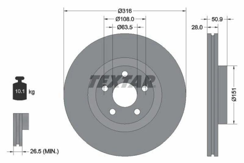 Image of Brake disc TEXTAR 92317203
