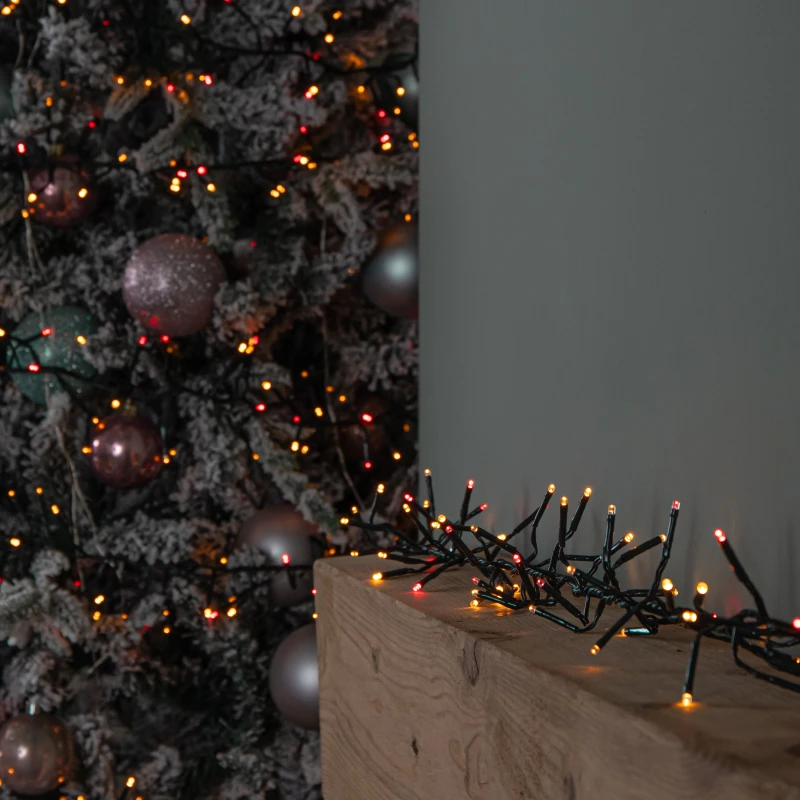 Image of 62.5m 5000 Vintage Gold & Red LEDs Indoor Outdoor Cluster Christmas Lights with Timer