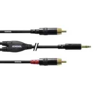 Image of Cordial CFY3WCC Audio/phono Adapter cable [1x Jack plug 3.5mm - 2x RCA plug (phono)] 3m Black