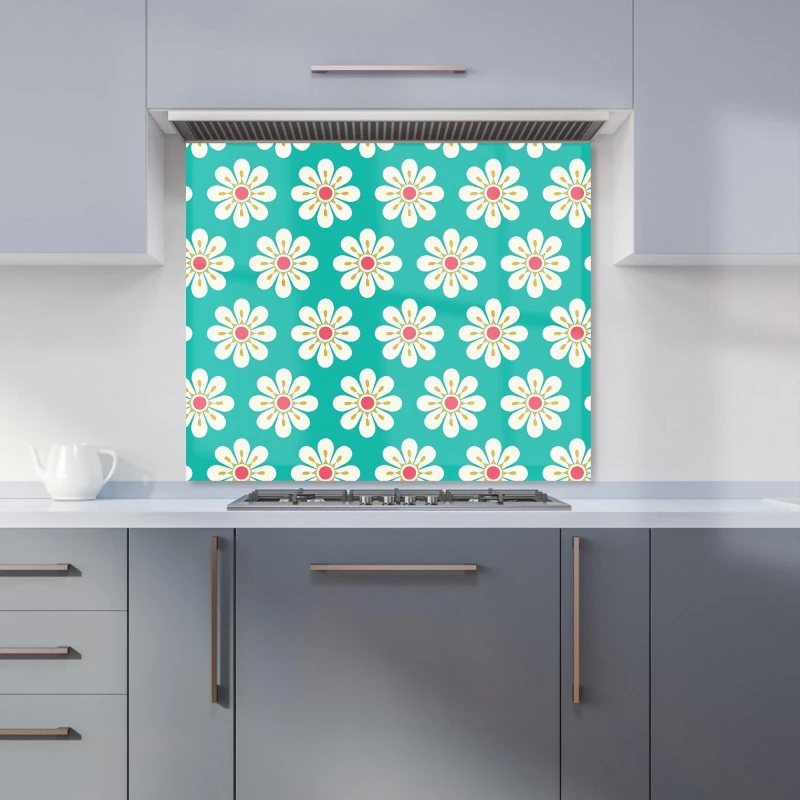 Image of Warren Reed - Designer Toucans, Orchids & Palm Leaves Kitchen Splashback in Green Size: 900mm x 650mm Green Unisex 900mm x 650mm