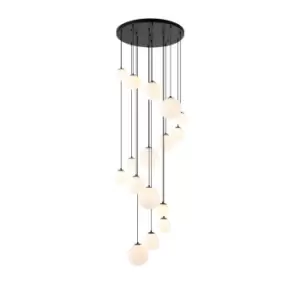 image of Marshall Ceiling Pendant, 16 Light G9, Satin Black, Opal Glass