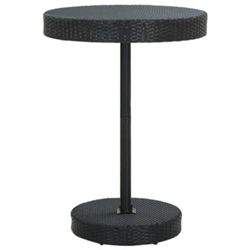 Image of vidaXL Garden Table Black Poly Rattan Outdoor Bar Bistro Pub Tea Coffee Table