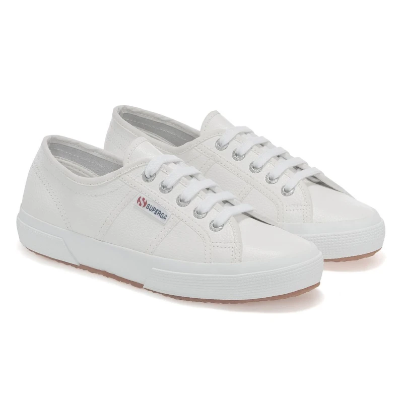 Image of Superga Mens 2750 Efglu Leather Trainers in White Size: 4 White Male 4