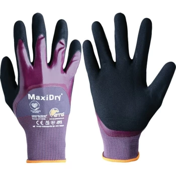 Image of 56-425 MaxiDry GP Palm-side Coated Black/Purple Gloves - Size 11 - ATG