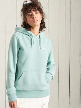 Image of Superdry Orange Label Classic Hoodie - Sage Marl, Green, Size 10, Women