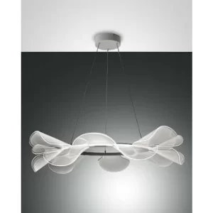 image of Fabas Luce Sylvie LED Integrated Pendant Ceiling Light Light White Glass