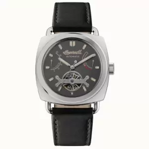 image of Ingersoll 'The Nashville' Automatic Grey Dial Black Leather Strap Mens Watch I13002