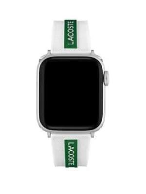 image of Lacoste Unisex Apple Watch Silicone Strap, White, Women