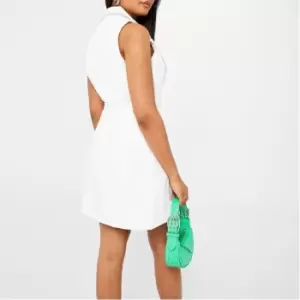 Missguided Sleeveless Tie Waist Blazer Dress - White